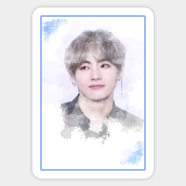 Bts Tae watercolor - BTS Army kpop gift BT21 Sticker by Vane22april